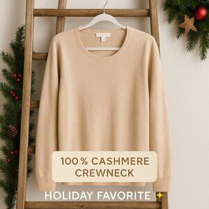 NWT 2-Ply 100% Cashmere Crewneck Sweater – Charter Club – Beige – Women’s XL